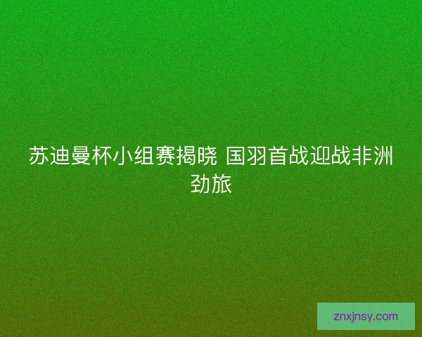 苏迪曼杯小组赛揭晓 国羽首战迎战非洲劲旅