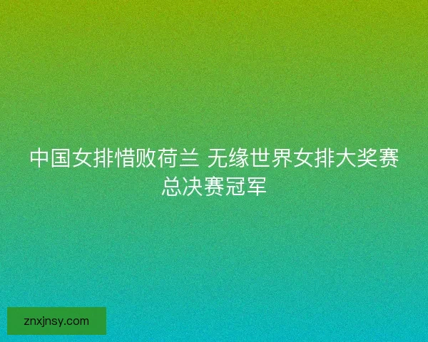 中国女排惜败荷兰 无缘世界女排大奖赛总决赛冠军