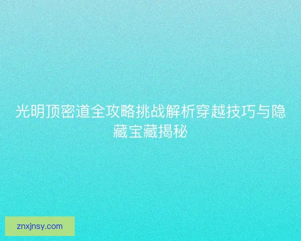 光明顶密道全攻略挑战解析穿越技巧与隐藏宝藏揭秘